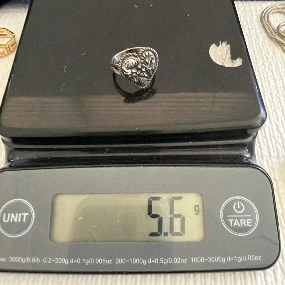 EJC 95 HEART Flower Silver Tone RING SIZE 9.5